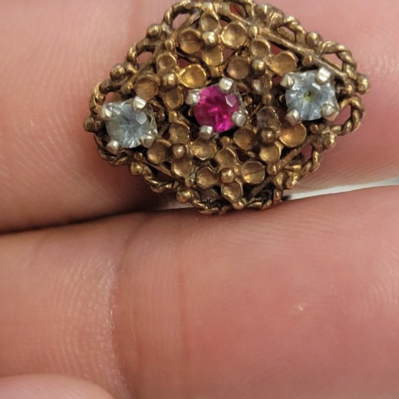 Vintage 10K Gold Ring w/ Garnet and Zircon stones- Size 8